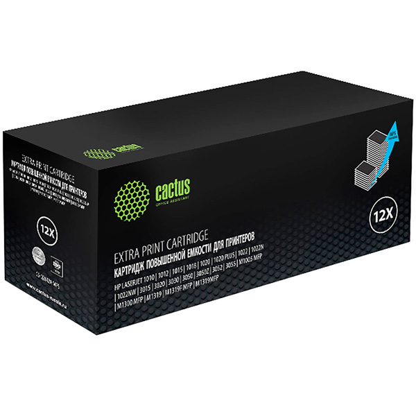Картридж для лазерного принтера Cactus Black 12X для HP (CS-Q2612X-MPS) картридж cactus cs ce255xd black 2 шт
