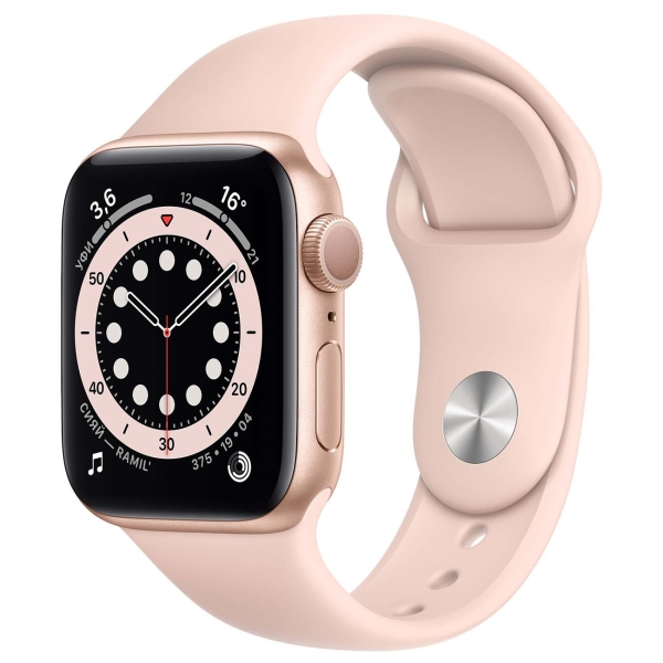 Apple Watch S6 44mm Gold Aluminum Case with Pink Sand Sport Band (M00E3RU/A)
