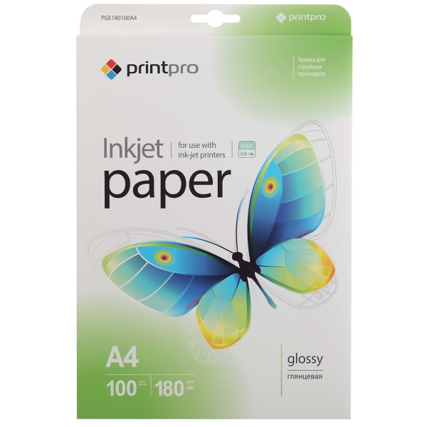 фото Фотобумага для принтера printpro glossy 180g/m, a4 (pge180100a4)