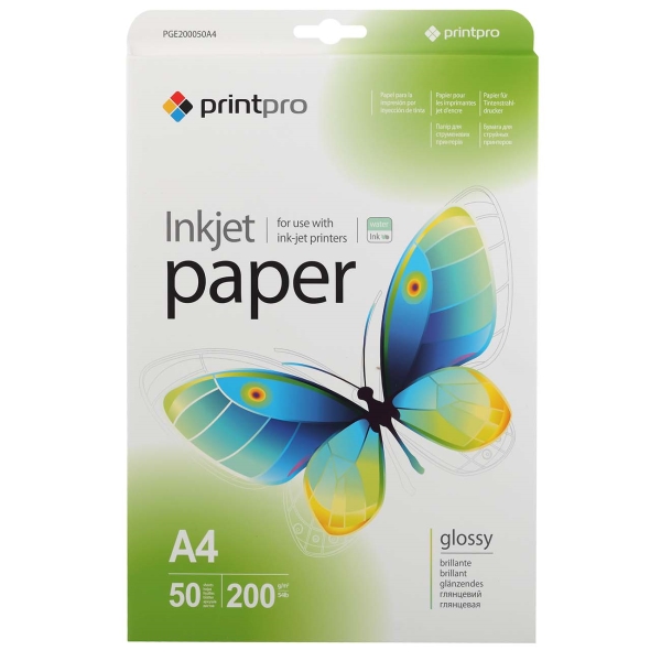 фото Фотобумага для принтера printpro glossy 200g/m, a4 (pge200050a4)