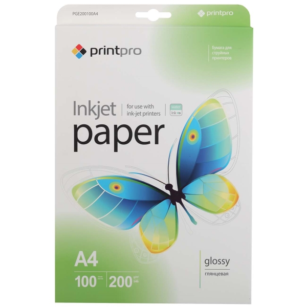 фото Фотобумага для принтера printpro glossy 200g/m, a4 (pge200100a4)