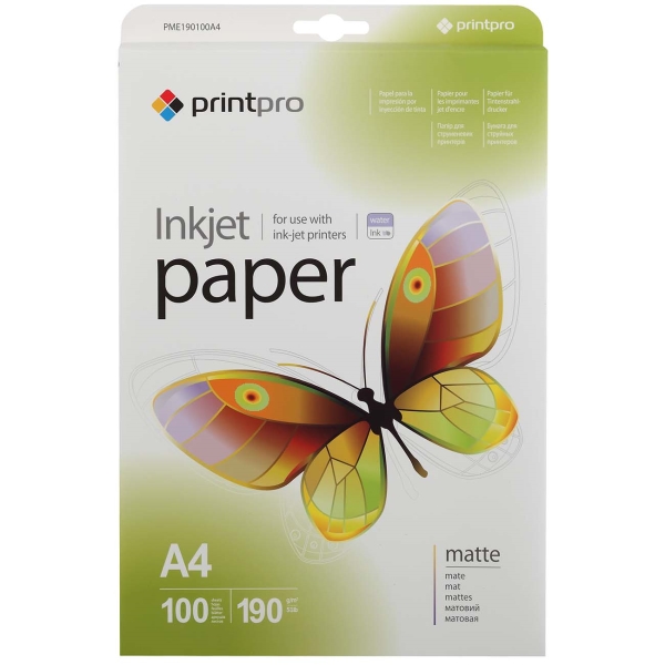 фото Фотобумага для принтера printpro matte 190g/m, a4 (pme190100a4)