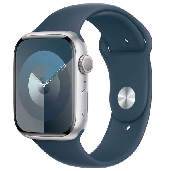 Смарт-часы Apple Watch Series 9 41mm Silver Aluminum Case with Blue Sport Band, размер M/L (MR913)