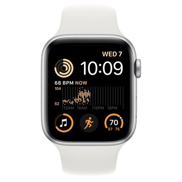 Изображение товара Восстановленные смарт-часы Apple Watch SE 2022 44mm Silver Aluminum Case with White Sport Band, размер M/L (MNTJ3), хороший