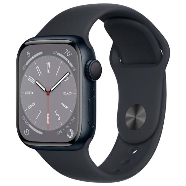 Восстановленные смарт-часы Apple Watch Series 8 41mm Midnight Aluminum Case with Midnight Sport Band, размер Regular (MNP53), хороший