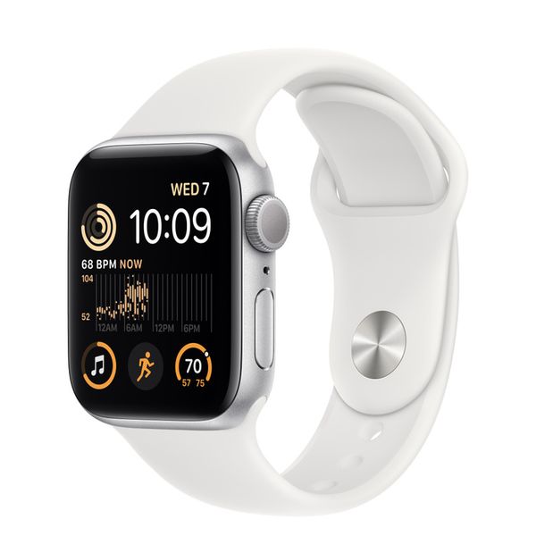 Восстановленные смарт-часы Apple Watch SE 2022 40mm Silver Aluminum Case with White Sport Band, размер M/L (MNTC3), хороший