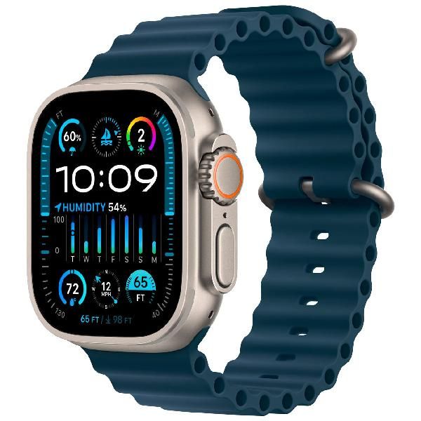 Изображение товара Восстановленные смарт-часы Apple Watch Ultra 2 49mm Titanium Case with Blue Ocean Band M (MRF73/MREG3), отличный