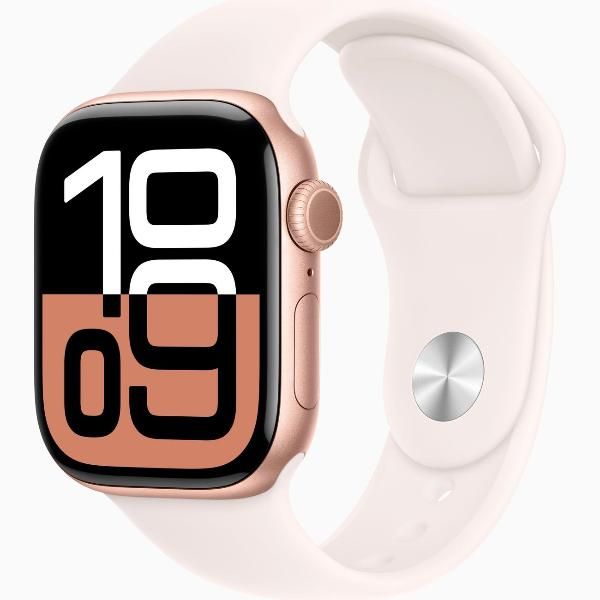 Изображение товара Восстановленные смарт-часы Apple Watch Series 10 42mm Rose Gold Aluminum Case with Light Blush Sport Band, размер S/M (MWWH3), отличный
