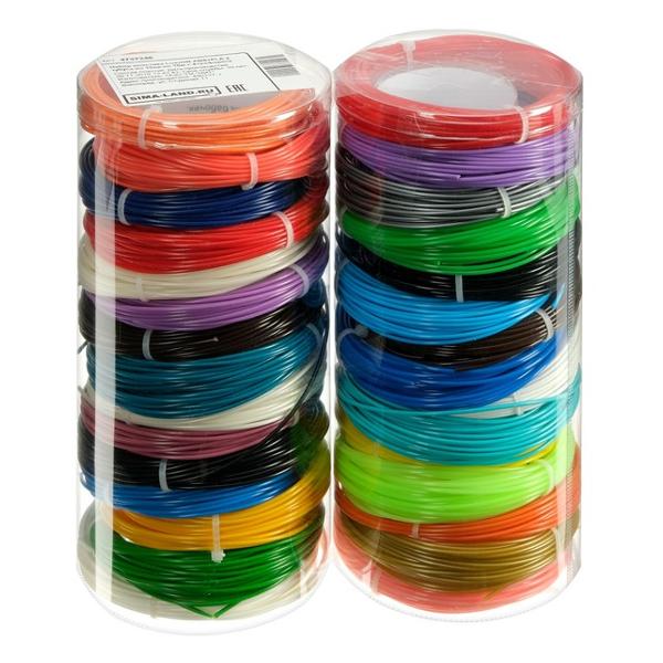 Пластик для 3d ручки Luazon Home 2 тубуса по 15 цветов + трафареты (ABS+PLA)