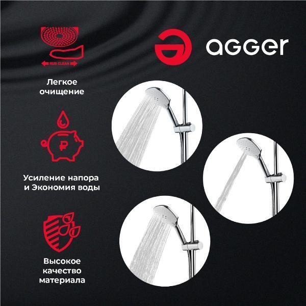 Изображение товара Лейка для душа Agger Marine AHS0, 3 режима, 120х120мм