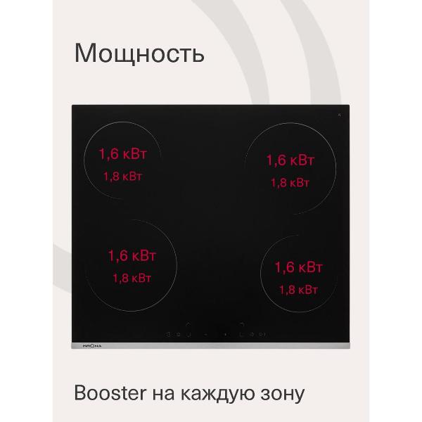 Изображение товара Встраиваемая индукционная панель независимая Krona GRUND 60 BL/S