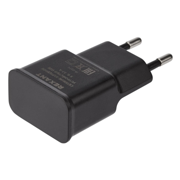 Изображение товара Сетевое зарядное устройство Rexant USB 2.1 A черное (16-0274)