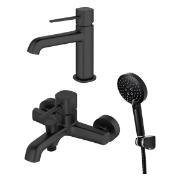 Изображение товара комлпект смесителей с душевым набором Orange Karl M05-311b, 3 в 1 черный матовый