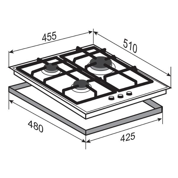 Размеры газовой плиты для кухни 4 конфорки стандартной
