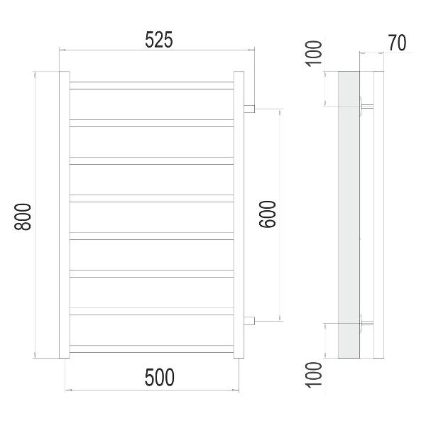 Полотенцесушитель анкона с полкой п8 500x800