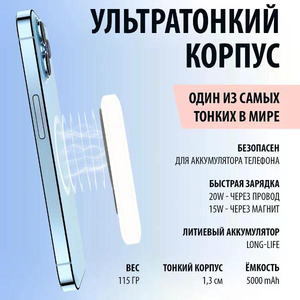 Купить Внешний аккумулятор Luckroute MagSafe 5 000 mAh White в каталоге  интернет магазина М.Видео по выгодной цене с доставкой, отзывы, фотографии  - Москва