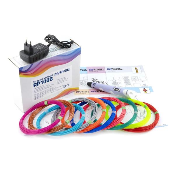 Изображение товара 3D-ручка MyRiwell RP100B-Purple-PLA100 с набором пластика