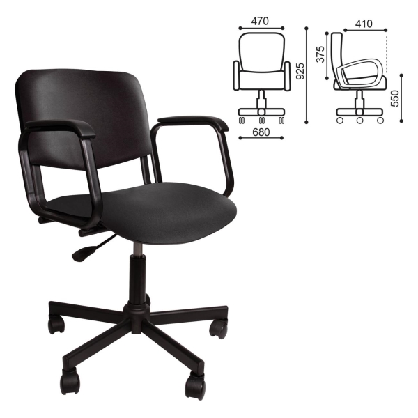 Изображение товара Кресло компьютерное Нет Бренда КР08, с подлокотниками, к/з, черное