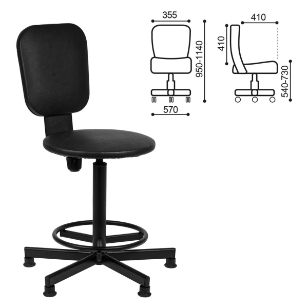 Изображение товара Кресло компьютерное РС37, со спинкой, кожзам, черное