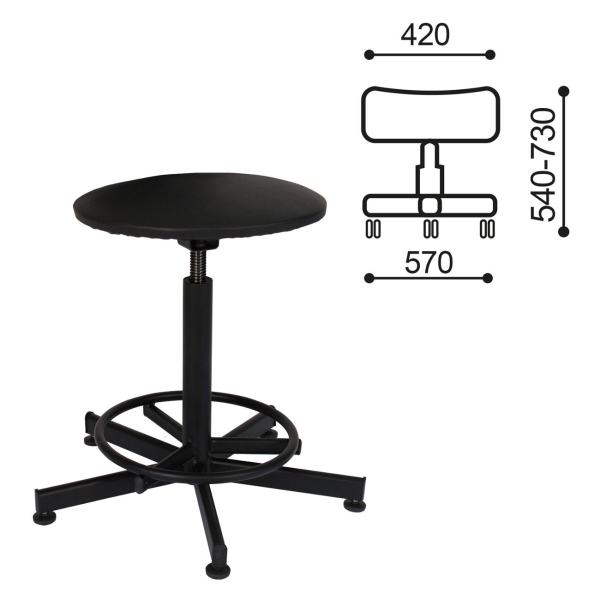 Изображение товара Кресло компьютерное РС37, без спинки, кожзам, черное