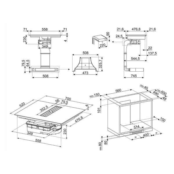 Изображение товара Встраиваемая индукционная панель независимая Премиум Smeg HOBD472D