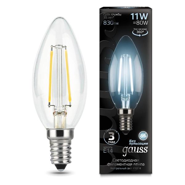Изображение товара Лампа Gauss Filament Свеча 11W 830lm 4100К Е14 LED