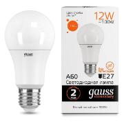 Изображение товара Лампа Gauss Elementary A60 12W 1130lm 3000K E27 LED  (10 шт.)