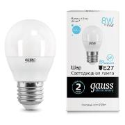 Изображение товара Лампа Gauss Elementary Шар 8W 560lm 6500K Е27 LED  (10 шт.)