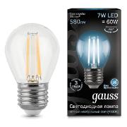 Изображение товара Лампа Gauss Filament Шар 7W 580lm 4100К Е27(10шт)
