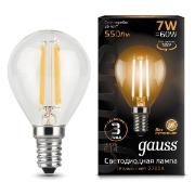 Изображение товара Лампа Gauss Filament Шар 7W 550lm 2700К Е14 (10шт.)