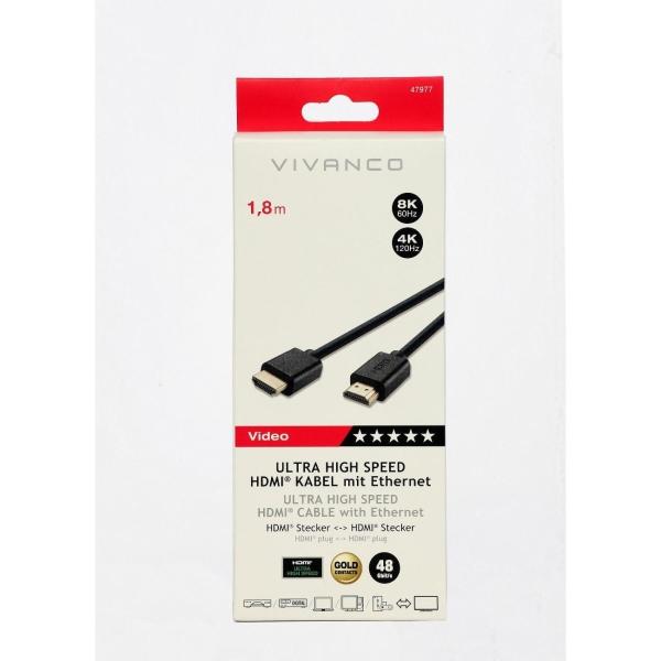 Изображение товара Кабель цифровой аудио-видео Vivanco HDMI 2.1 1.8м (47977)