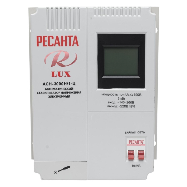 Изображение товара Стабилизатор напряжения Ресанта АСН- 3 000 Н/1-Ц Lux