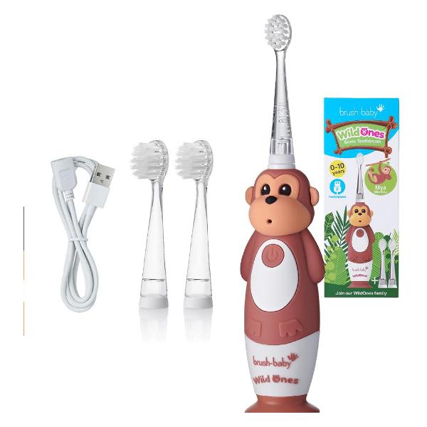 Электрическая зубная щетка Brush-Baby Sonic WildOnes Обезьяна коричневая