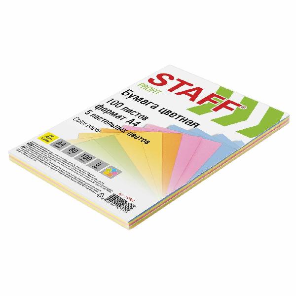 Изображение товара Бумага для принтера A4 Staff А4 80г/м 100л (5цв.х20л) пастель 110889