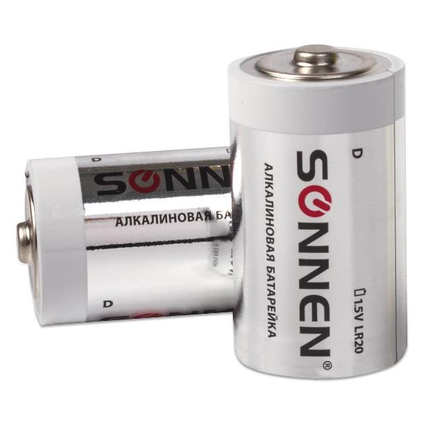 Изображение товара Батарейка алкалиновая (щелочная) Sonnen 451091 D 2 штуки