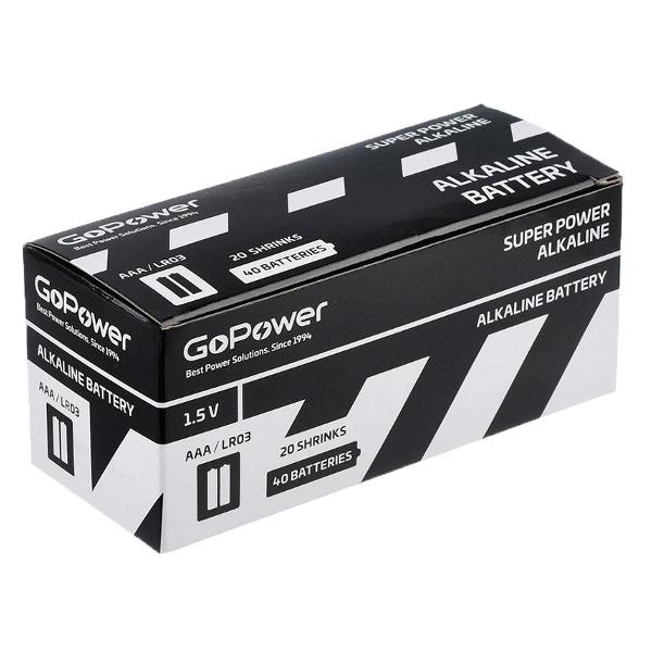 Батарейка алкалиновая (щелочная) GoPower 00-00015600 LR03 (AAA) 40 штук 00-00015600 LR03 (AAA) 40 штук
