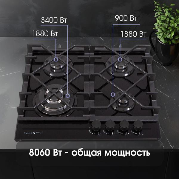 Изображение товара Встраиваемая газовая панель независимая Zigmund & Shtain mn175.61 черная