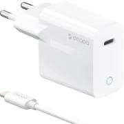 Изображение товара Сетевое зарядное устройство Deppa USB Type-C 20Вт + дата-кабель USB-C-Lightning MFI белый (11425)