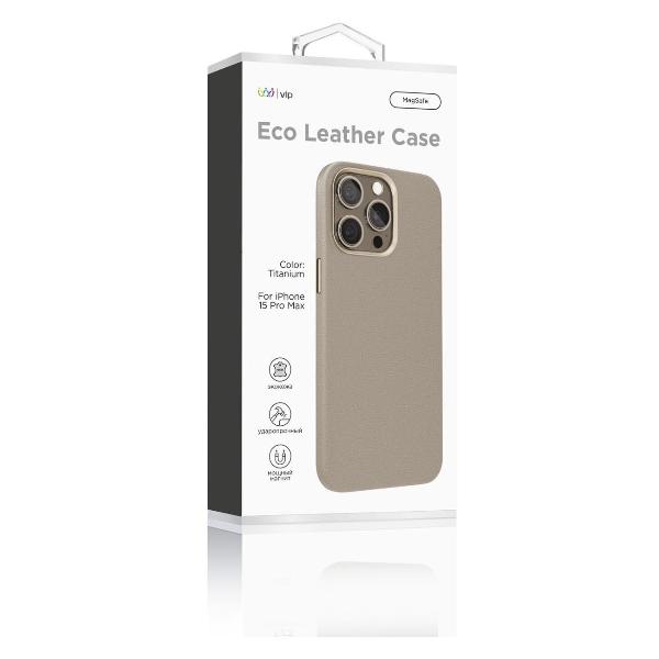 Изображение товара Чехол vlp Eco-leather для Phone 15 Pro Max MagSafe Титан