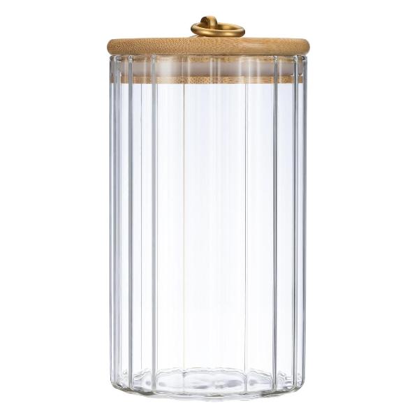 Изображение товара Банка 800 мл REGENT inox Torre стеклянная с бамбуковой крышкой