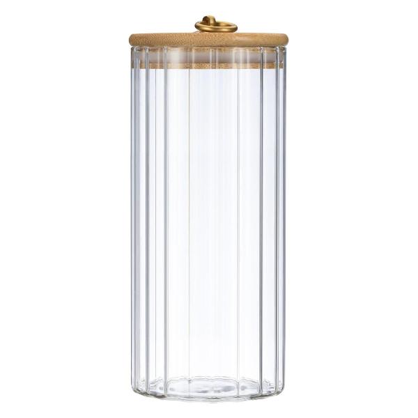 Изображение товара Банка 1100 мл REGENT inox Torre стеклянная с бамбуковой крышкой