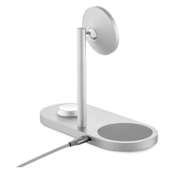 Изображение товара Беспроводное зарядное устройство uBear Stage Pro 3-в-1 MagSafe 30 Вт Silver