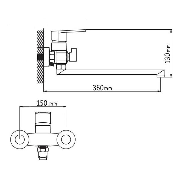 Изображение товара Смеситель для ванны Wisent WP2230-6