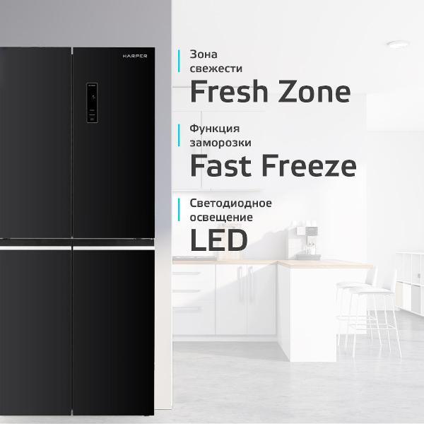 Изображение товара Холодильник Harper RH6966BI Black glass