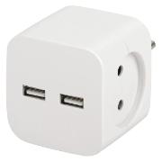 Изображение товара Переходник сетевой ЭРА SP-2-USB-W