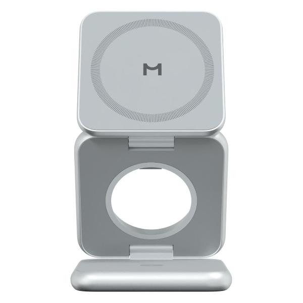 Изображение товара Беспроводное зарядное устройство Magssory Fold 3 в 1 (WCH023) серебристое