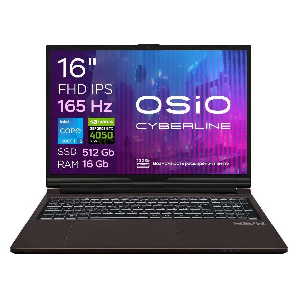 Ноутбук игровой OSiO CyberLine C160i-002/i5-12600H/RTX4050 6Gb/16/512