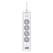 Изображение товара Сетевой фильтр Philips 4 розетки с USB (PD/QC3.0 5/9/12В) 20 Вт, 2 м, белый
