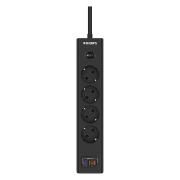 Изображение товара Сетевой фильтр Philips 4 Розетки с USB (PD/QC3.0 5/9/12 В) 20 Вт, 2 м черный