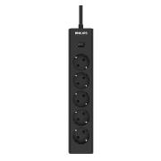 Изображение товара Сетевой фильтр Philips 5 розеток, кабель 2 м, черный